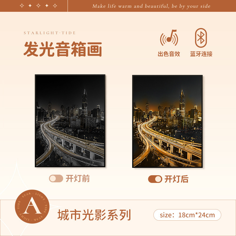 梵芸照明音響画総集家庭装飾品プレゼントデスクトップ装飾品bluetoothリチウム電池音響画|undefined
