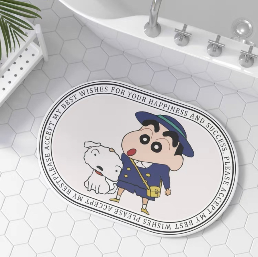 Crayon Shin-chan Cartoon Bathroom Toilet Shower Room Diatomaceous Earth Soft Rugs Quick-Drying Anti-Slip Wear-Resistant Rugs Absorbent Mats
