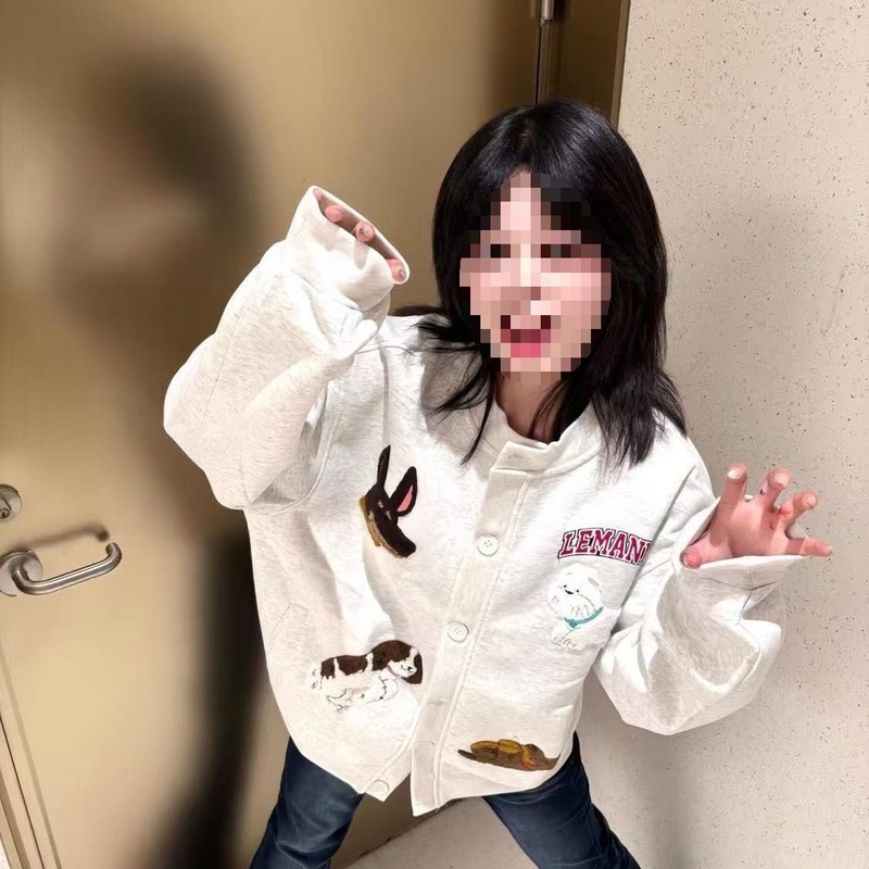 美式复古绣花棒球服开衫卫衣外套女春秋2025新款学生宽松慵懒上衣|undefined