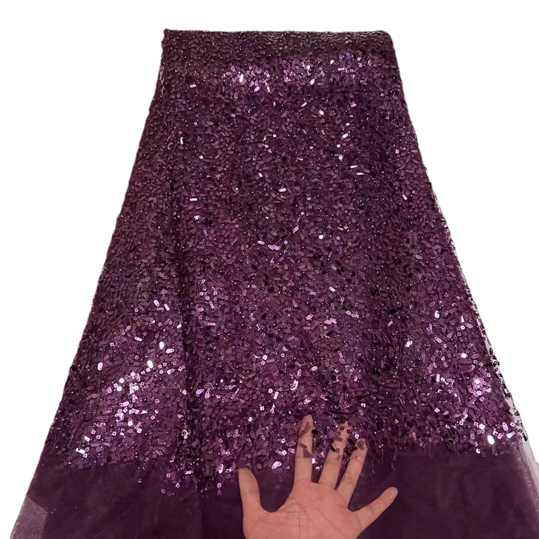 Vintage lentejuelas bordado de malla encaje europeo y americano vestido fiesta brillante parche bordado tela JX2896