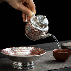 周鴻傑大師禪意千佛手工鎏銀壺豪華泡茶器國潮敦煌功夫茶具泡茶壺