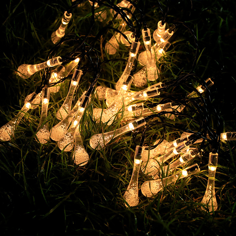 LED Bola de burbuja solar Cadena de luz bola de cristal gota de agua estrella de cinco puntas decoración de vacaciones de Navidad al aire libre a prueba de agua luces de colores