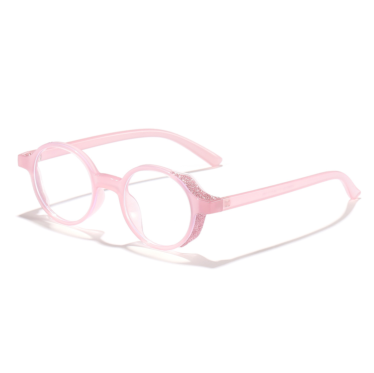 Nuevo estilo de campus transfronterizo, brillo fino, color caramelo, marco redondo, espejo plano anti-luz azul, gafas de marco de miopía para estudiantes masculinos y femeninos