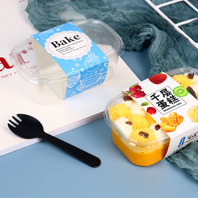 千层水果蛋糕豆乳盒木糠杯300ml包装拉冰淇淋盒吸塑盒沙拉烘焙盒