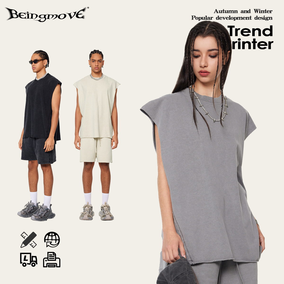 2025 verano estilo americano de moda callejera suelta 270G retro lavado con agua hace viejos chalecos de hombro sin mangas de moda masculina