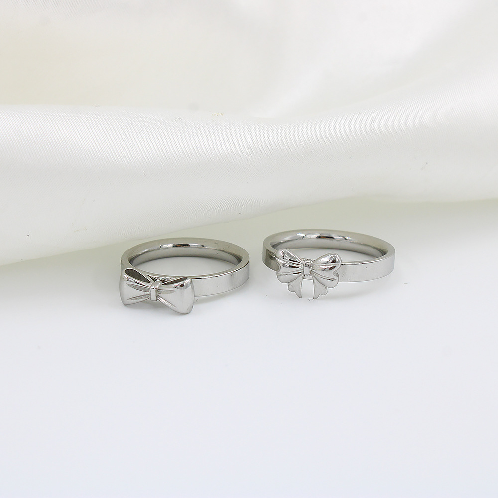 Fashion Bow Knot Stainless Steel Plating Rings 1 Piece