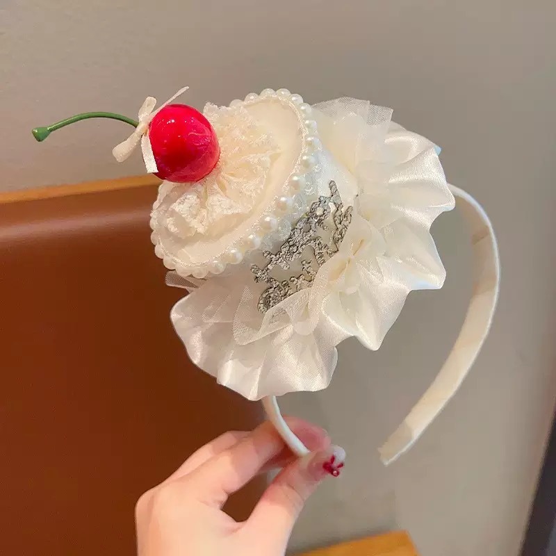 小女孩生日帽子皇冠发箍女童樱桃蛋糕头箍儿童公主风网红洋气头饰|undefined