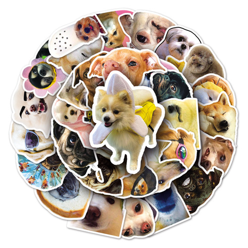50 Cute Internet Celebrity Dog Emoticons, Creative and Funny DIY Notebook Phone Case, Ledger Sticker, Waterproof