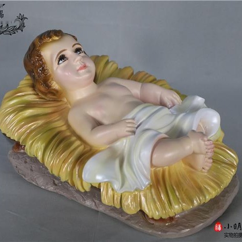 Transfronterizo 30cm Navidad pesebre decoración resina Santa iglesia TV gabinete escultura de escritorio artesanía