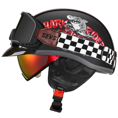 Helmet Leather Helmet for Men and – Motosiklet kaskı (dəbilqə)