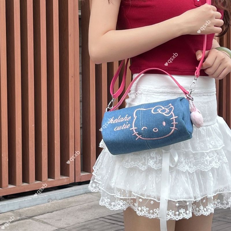 HelloKitty牛仔包包2025新款可爱手机包凯蒂猫手提小包斜挎包女|undefined