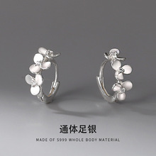 S999纯银俏仙小花朵耳扣女士简约气质耳环冷淡风足银999耳饰饰品