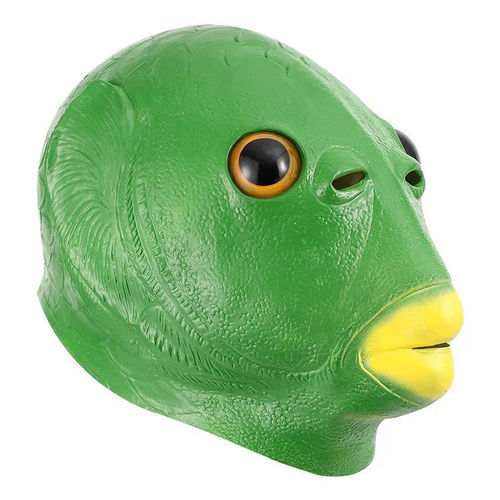The same green fish head mask, strange fish funny Halloween mask