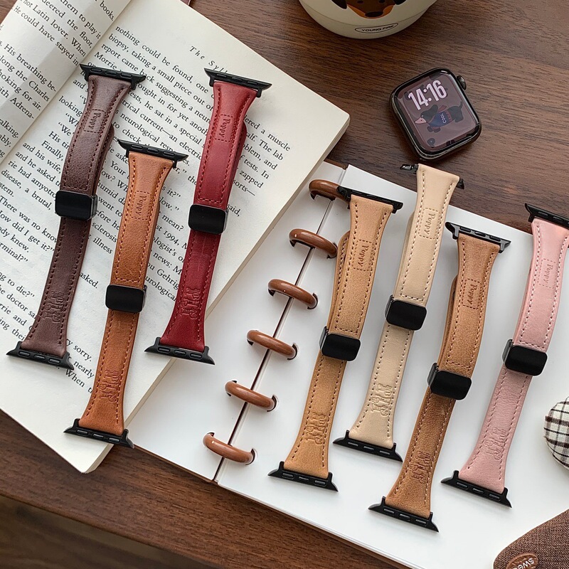 Suitable for Apple Watch S11 S12 Dachshund Print Magnetic Buckle Leather Strap Huawei Fit4 Xiaomi Wristband