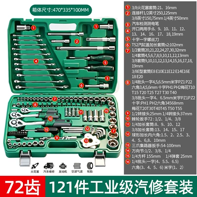 Repair Tool Box Set – Mühərrik tənzimləmə alətləri - 121-piece-socket-wrench-set-industrial-grade-72-teeth