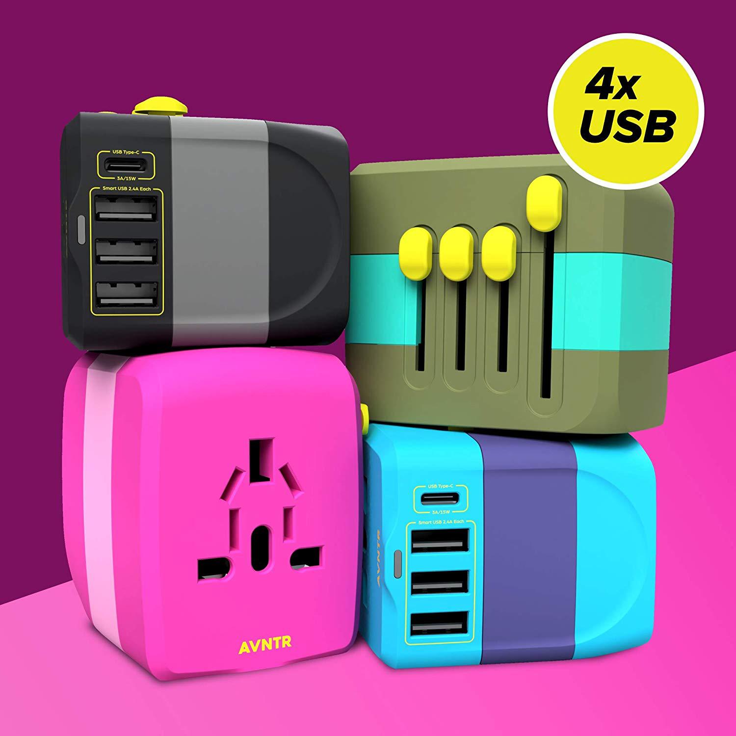 全球通用旅行多功能17W充电插座多口转换插头快充美规插座转换器