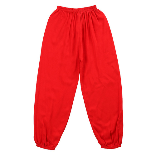 2024 summer new children's cotton silk mosquito-proof pants parent-child knickers solid color pants thin air-conditioned pajamas