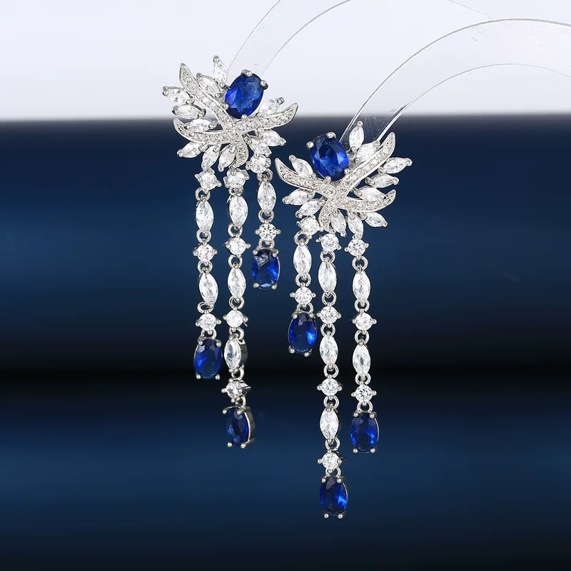 欧蒂娜 Accessory with tassels, earrings, universal silver needle, silver 925 sample, light luxury style