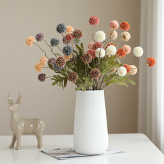 Autumn-colored 5-head dandelion European-style artificial flower silk flower fake flower decoration piece grass ball hydrangea thorny ball ping pong daisy