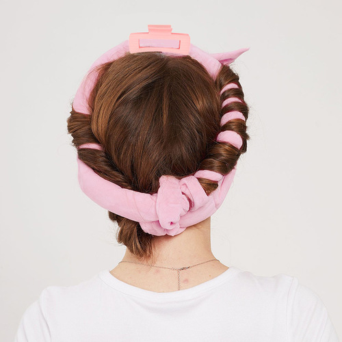 Europe and America Bestselling Bow Hair Band with Super Soft Dutch Fleece Curling Iron and No-Heat Sleep Curl Comb Set