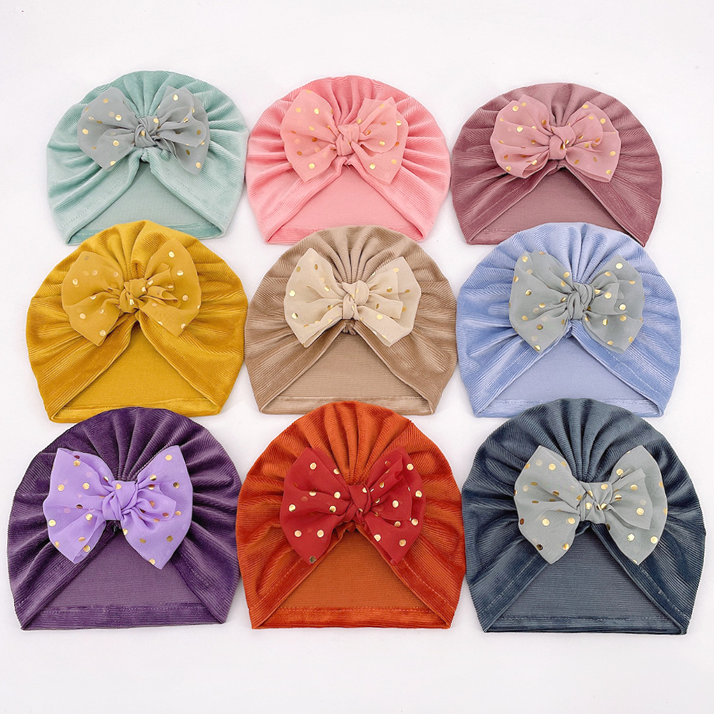 Children Unisex Cute Solid Color Bow Knot Baby Hat display picture 6