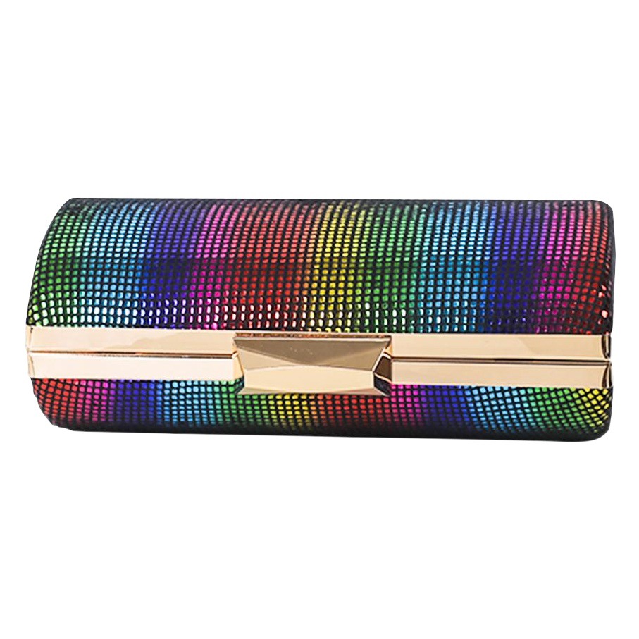 Nueva PU de las mujeres bolso de noche elegante bolso de Noche del arco iris del embrague del todo-fósforo hombro bolsa de la cadena de entrega transfronteriza