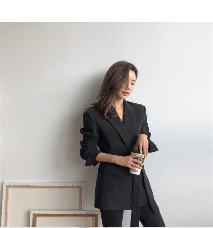 Abbigliamento donna Giacca nera da abito Cintura da donna 2024 Nuovo design primavera e autunno Nicchia Stiratura gratuita Temperamento Piccolo abito Manica lunga_voghion.com
