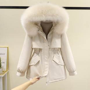 2025 Winter New Parka Women's Short Korean Style Loose Large Size down Jacket Plus Velvet Thickened Cotton Jacket