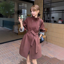 白枕鹤小个子时尚收腰显瘦风衣外套女春秋新款韩系复古中款休