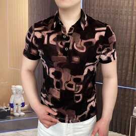 新款夏季轻奢潮流男士短袖t恤POLO商务休闲百搭修身帅气翻领上衣