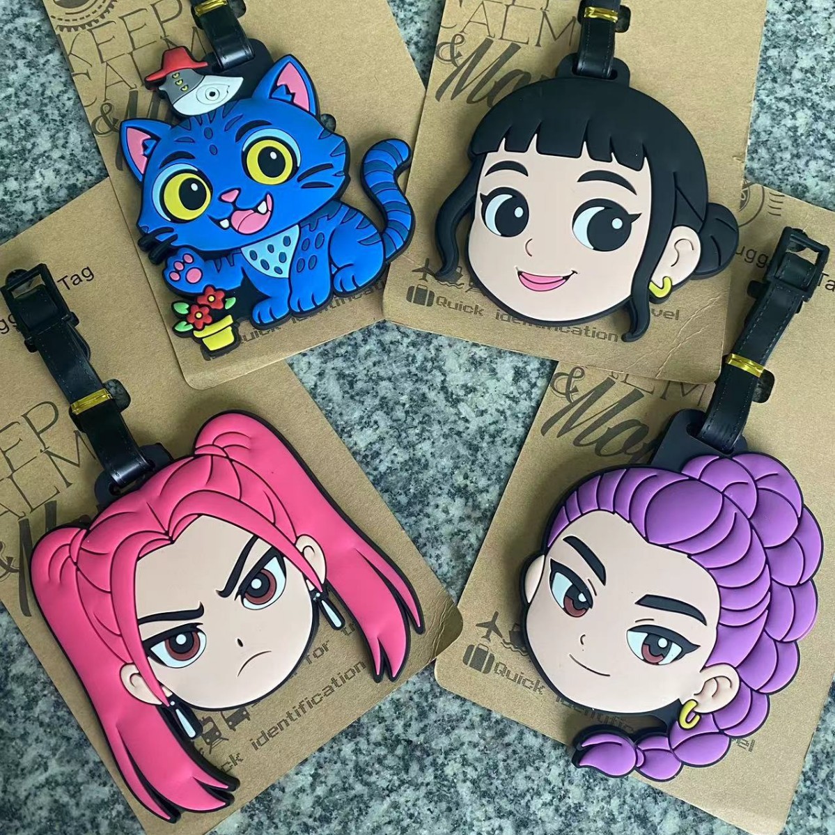 Cartoon K-Pop Hunter Witch Group Luggage Tag Travel Bag Identification Tag Check-In Boarding Pass Pvc Soft Plastic Tag
