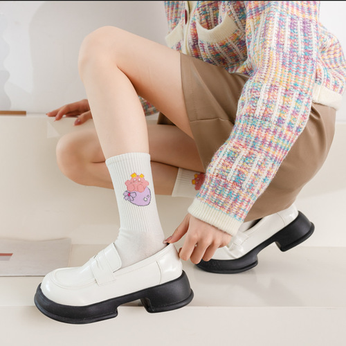 Japanese socks for women, Star Cartoon Socks, Kirby Mid-calf Women's Socks, College Fashion Socks, Casual Sports Socks