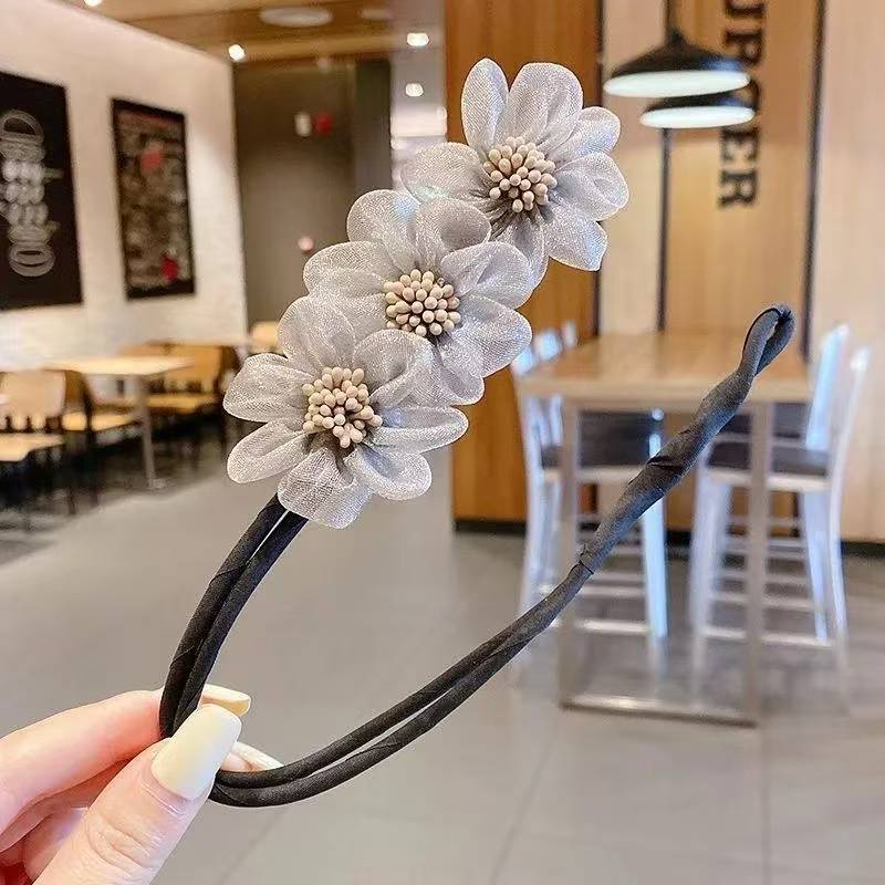 Dispela de cabello nuevo artefacto de cabello trenzado perezoso dulce novia flor Dispela de cabello todo fósforo albóndiga corbata de cabeza artefacto de cabello Han