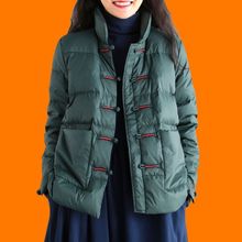 中国风复古盘扣女装轻薄款棉服女宽松大码加厚立领冬季棉衣外套女