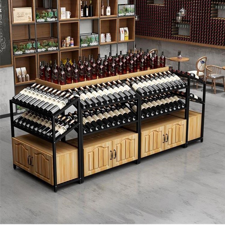 Supermarket Red Wine Cabinet Nakajima Wine Rack Winery Wine White Wine Display Rack Floor-to-Floor Red Wine Rack Combination Wine Shelf