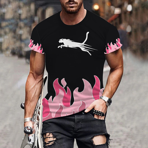 Summer New Hot Selling Cross-Border Trendy Funny Creative Short Sleeve T-Shirt for Men, Direct Manufacturer Sales