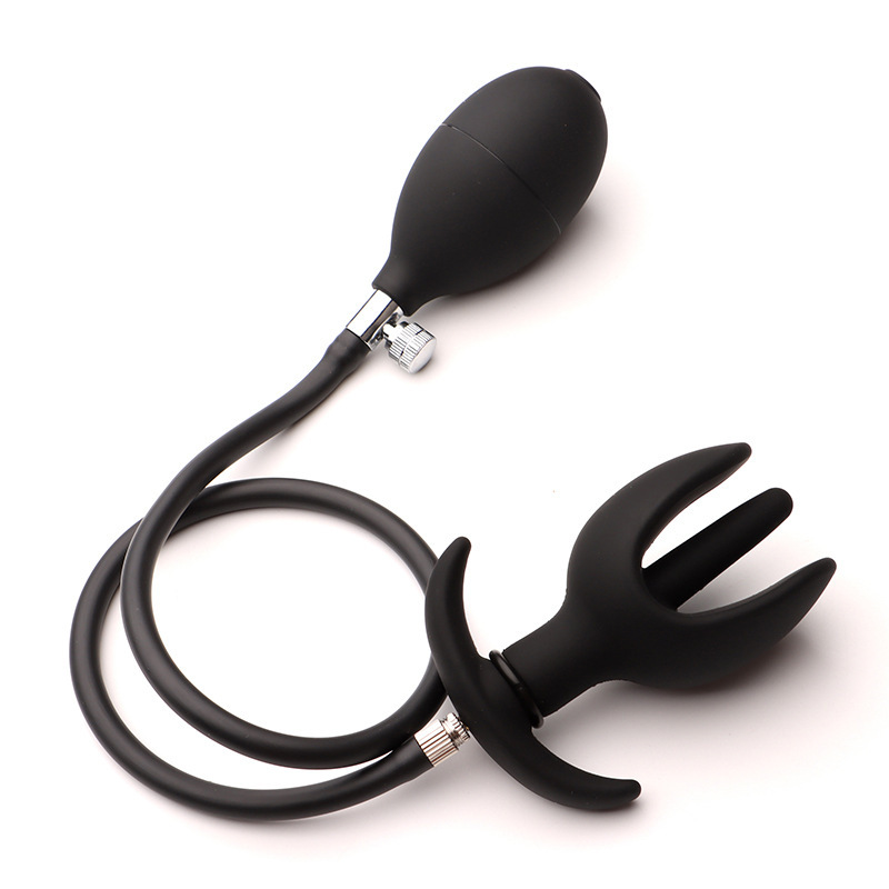 Petal-Type Inflatable Anal Plug, Expandable Silicone Prostate Massager, Black — detail image 10