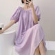 Cotton Silk Nightdress with Collar Summer Thin Cool Outer Wear Artificial Cotton dress Solid Color plus size Long Dress Pajamas