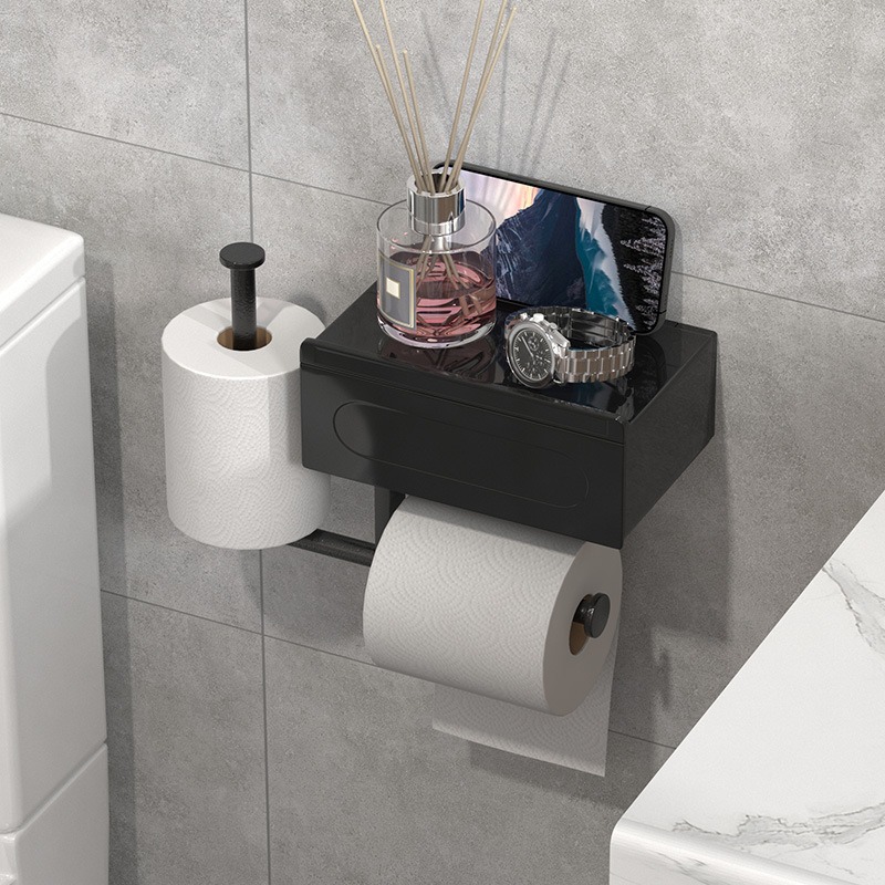 Cajón de almacenamiento del baño sin agujeros caja de toallitas caja de toallitas de baño rack de teléfonos móviles caja de toallitas de drama mágico image 3