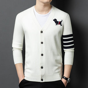 2025 Spring and Autumn Wool Knitted Coat high quality Top Young and Middle-aged Casual Jacquard Cardigan Trendy All-match Top