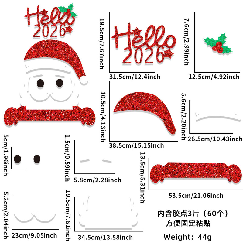 新しいクリスマスの装飾のドアはヘラジカのクリスマスツリーの雪だるまの漫画のフェルトの窓を貼ってクリスマスの家庭の装飾用品を貼ります。|undefined