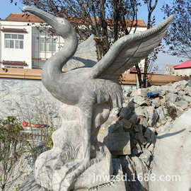 小型动物石雕定制石头仙鹤凤凰雕像图片石材黄牛雕塑价格源头厂家