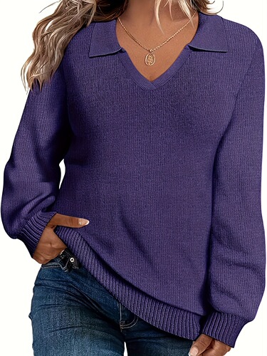 Plus Size Women's Long Sleeve Pullover Sweaters