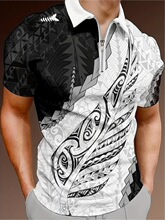 R 40234 3D Digital Print Zipper Polo Shirt 3Dӡ��������