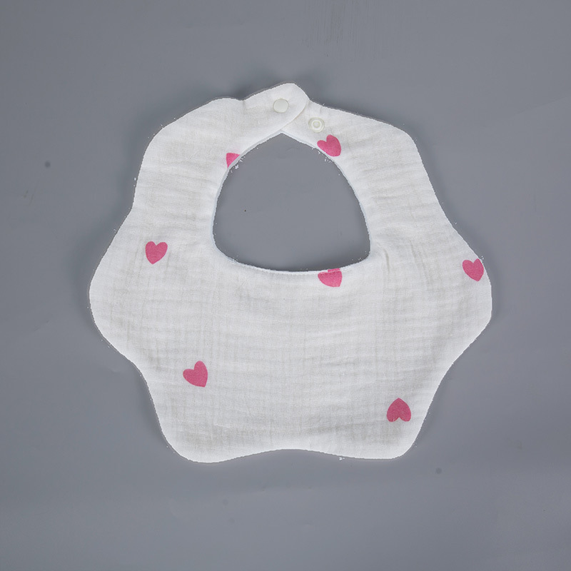 Toalla de saliva para bebé 6 capas de gasa de algodón grueso babero de bebé de 360 grados con impresión de dibujos animados babero para bebé