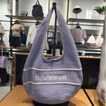 Lululemon7L Color-Blocked Hand-Woven Tote Bag Large Capacity Casual Women's Woven Bag Lulu Bag Cross-Border