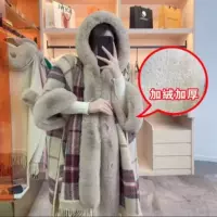 Перхолищный плащ в демисезон, тренч, западный стиль, plus size, с капюшоном и отделкой из искусственного меха
