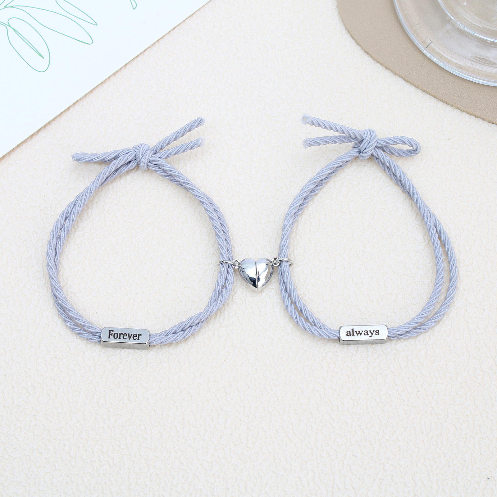 1 Pair Fashion Letter Heart Shape Stainless Steel Rope Bracelets display picture 2