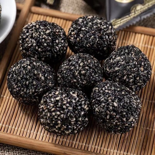 Black sesame balls, nine steamed and nine sun-dried sesame balls, wholesale 250g, whole sesame balls, healthy black and white sesame balls