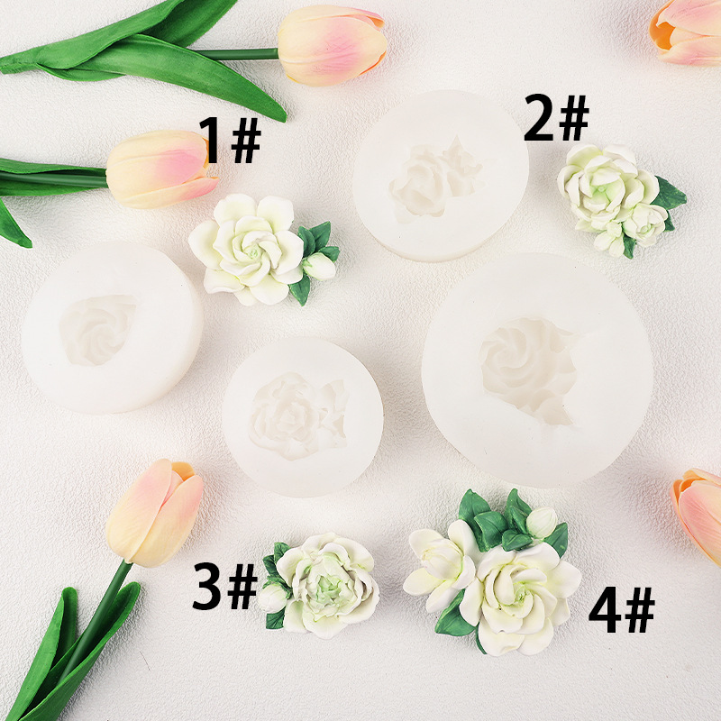 Gardenia tridimensional flor decoración molde de silicona DIY decoración de la torta resina epoxi molde de yeso